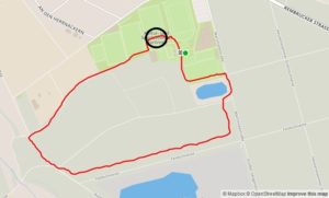 Der schwarze Kreis markiert den Streckenabschnitt der Sandpassage